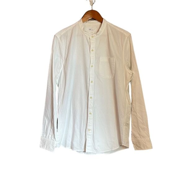 NWT! Gap optic white standard fit collarless shirt - Picture 1 of 7